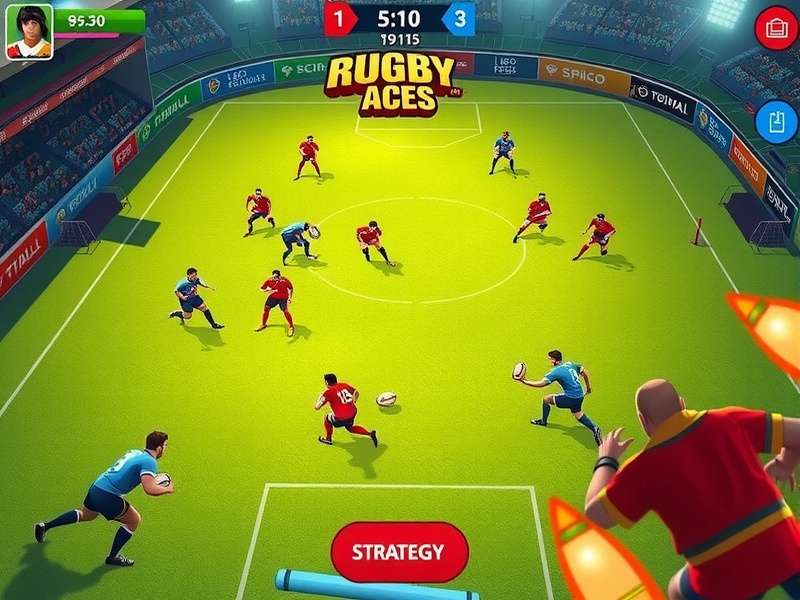 Rugby Aces Titanium strategy diagram showing player formations